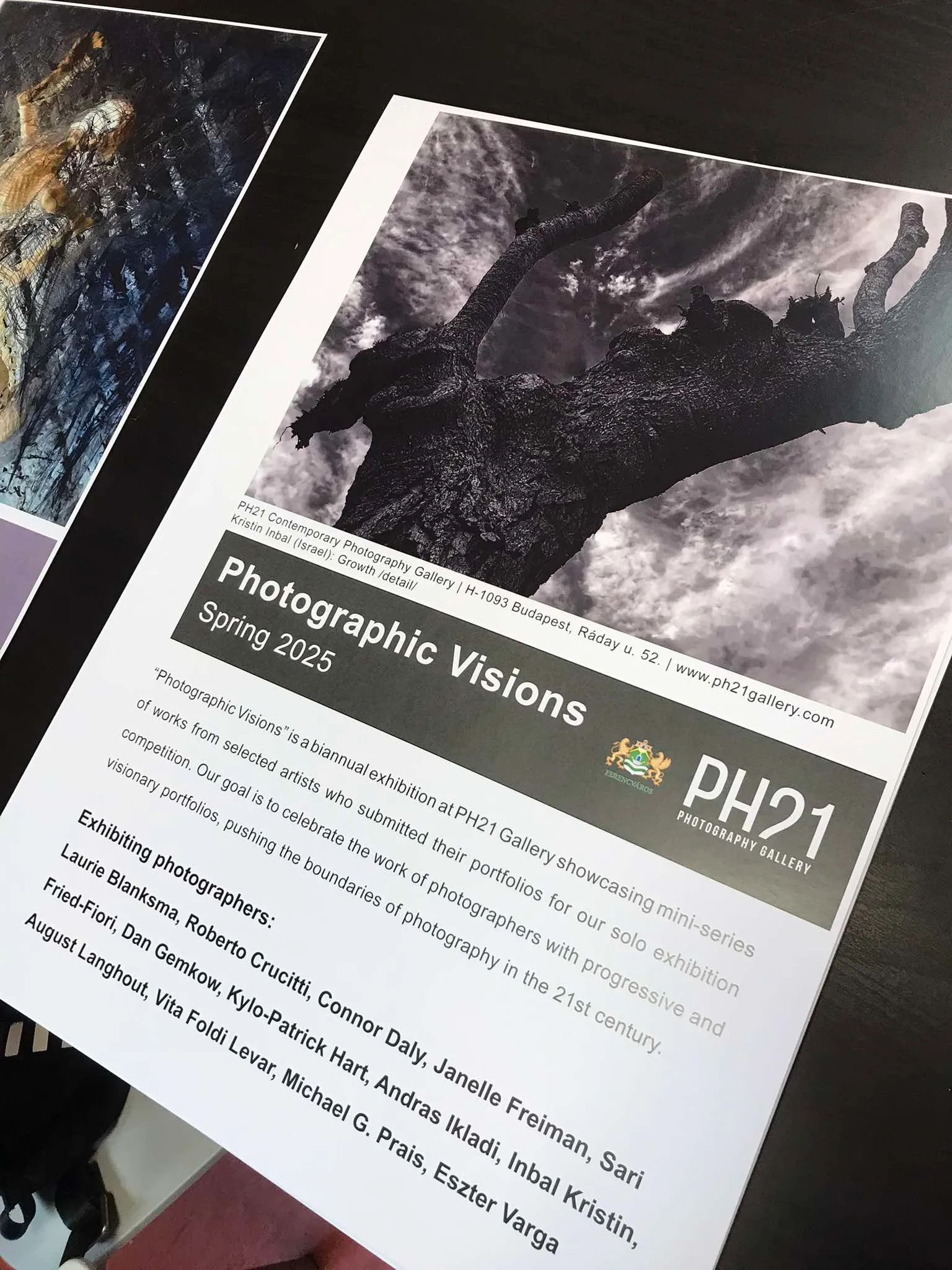Photographic Visions Spring 2025 exhibition flier, PH21 Gallery Budapest