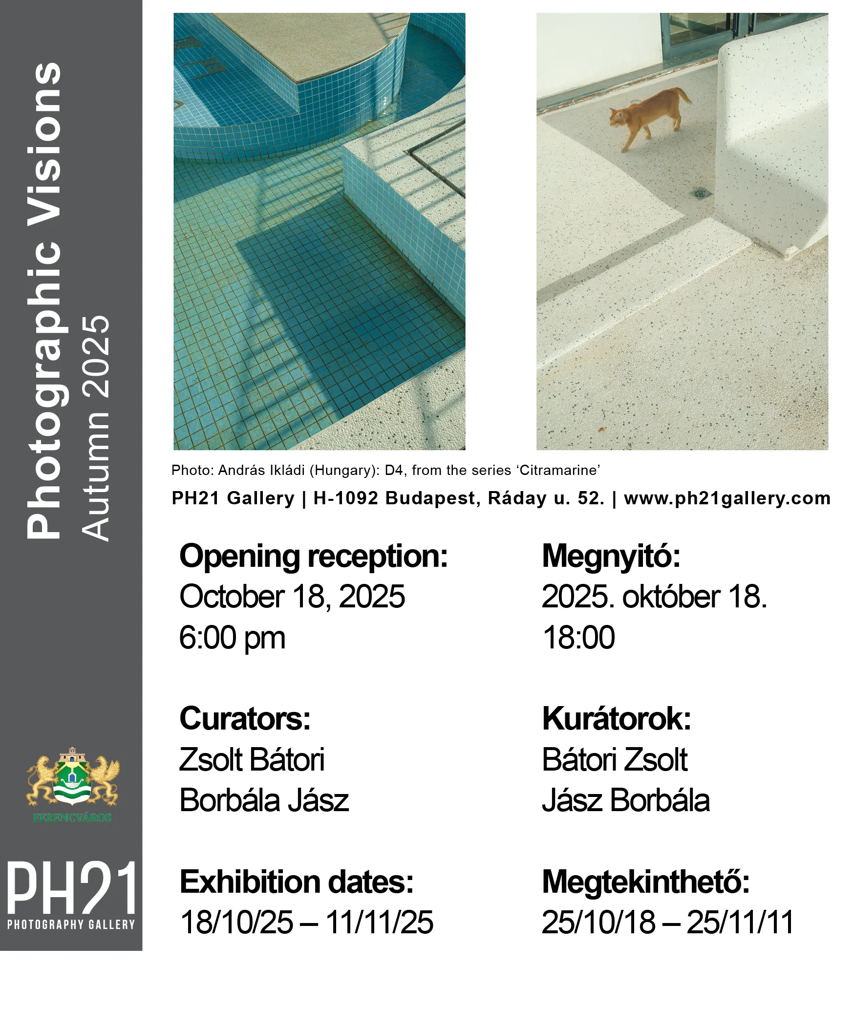 Photographic Visions Autumn 2025 exhibition flier, PH21 Gallery Budapest