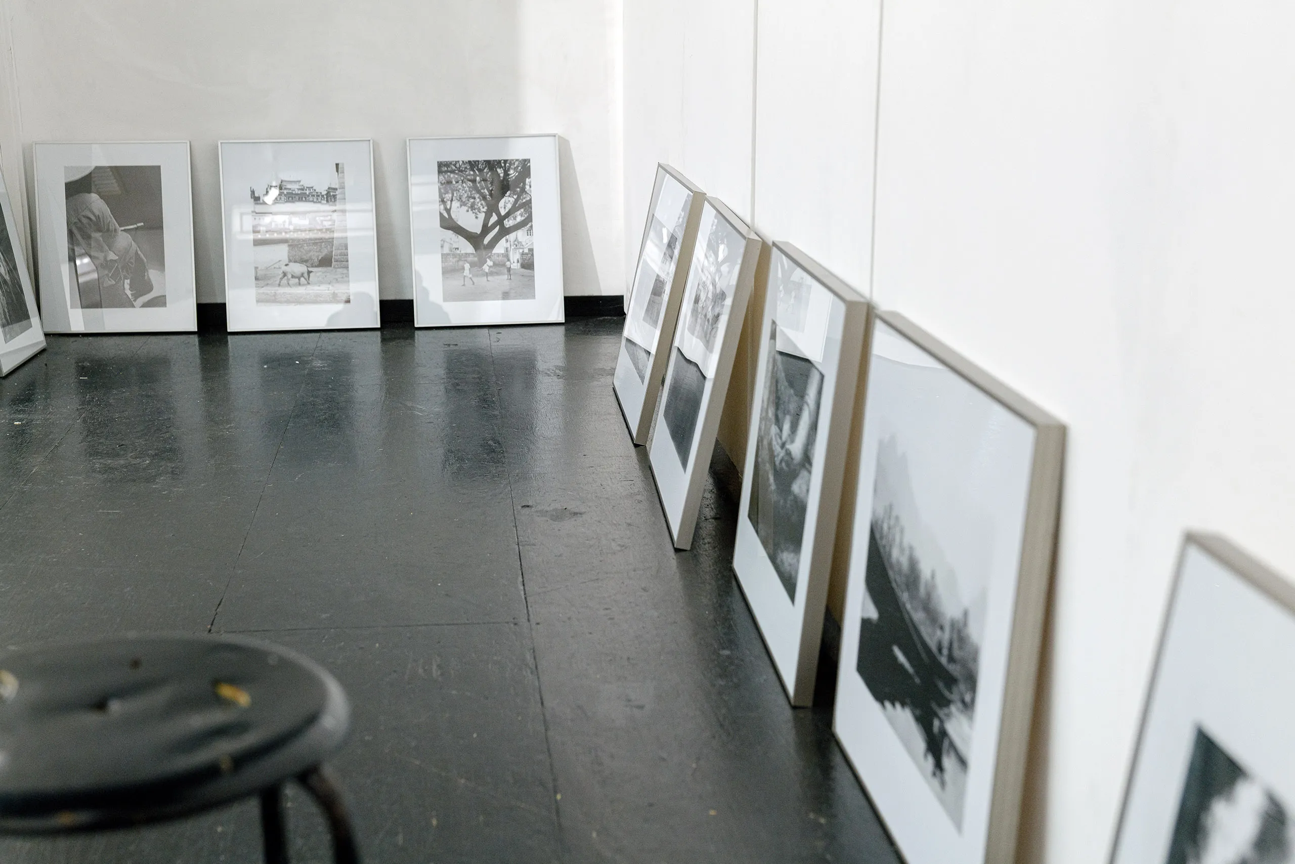 The Floating World — hang in progress, Place M Gallery Tokyo, February 2026