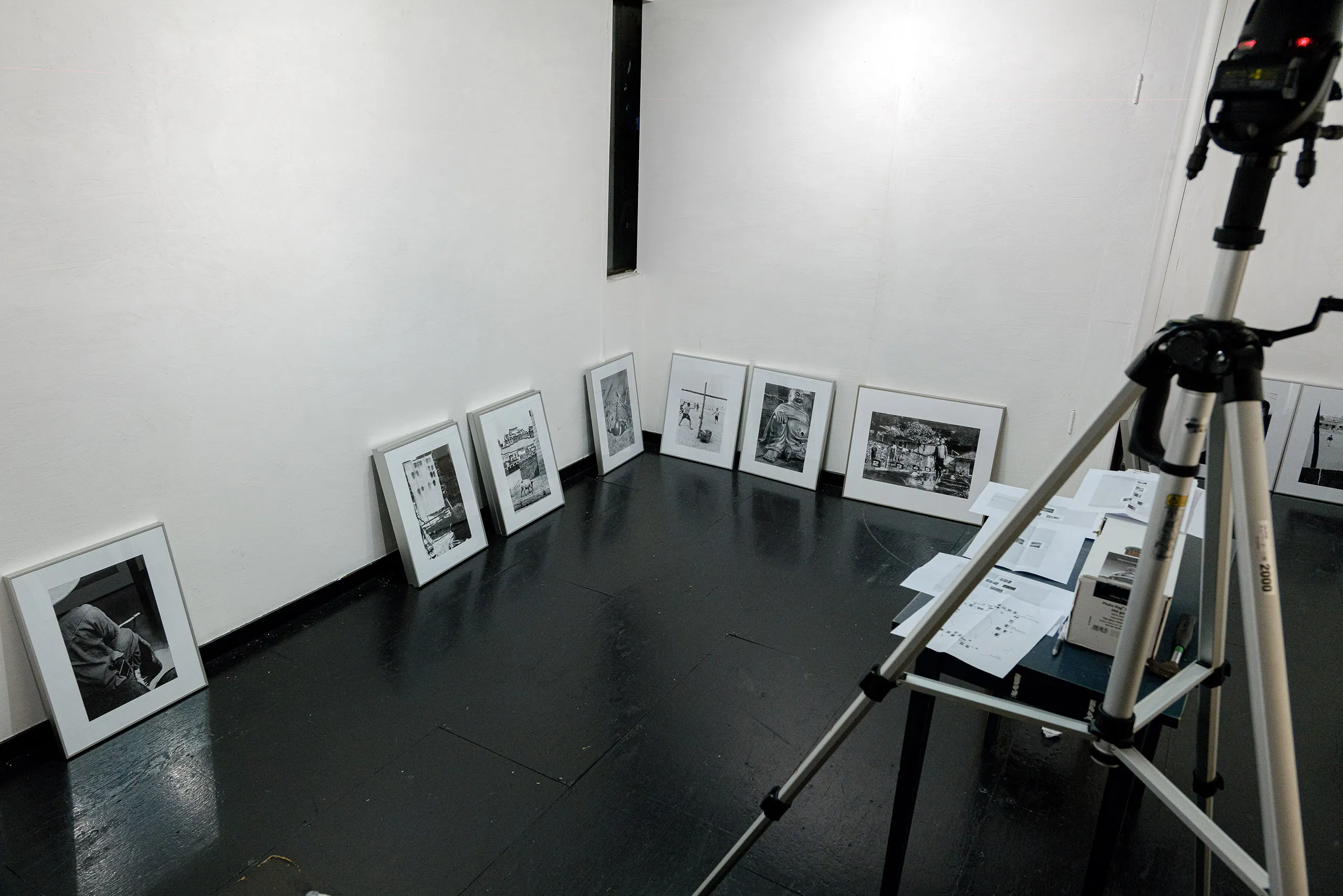 The Floating World — hang in progress, Place M Gallery Tokyo, February 2026