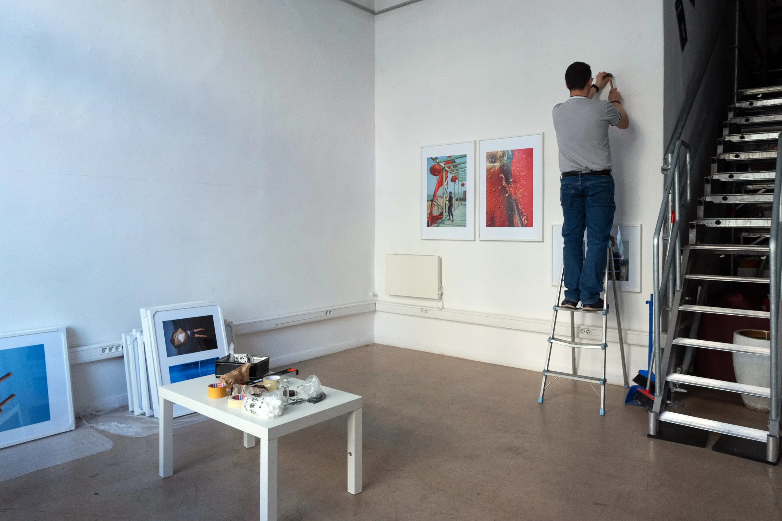Citramarine — hang in progress, RANDOM Gallery Budapest, April 2024